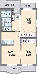 アビタシオンA 2LDKの間取図画像