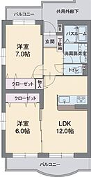 アビタシオンA 2LDKの間取図画像