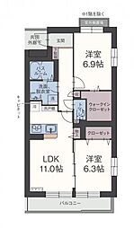 ペルフーメ 2LDKの間取図画像