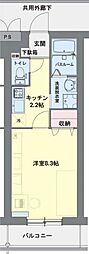 ラフィーネ花畑 1Kの間取図画像