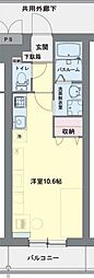 ラフィーネ花畑 ワンルームの間取図画像