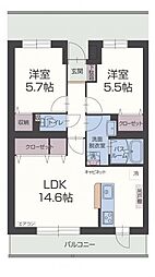 ブルーエトワール 2LDKの間取図画像