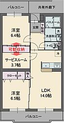 グリーングラスS 2SLDKの間取図画像