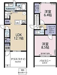 Parkside Lanai 2LDKの間取図画像