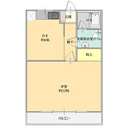 美原コーポ 1DKの間取図画像