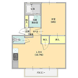 サンパークB棟 1LDKの間取図画像