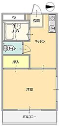レジデンス内ヶ島 1Kの間取図画像
