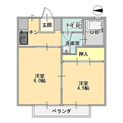 パナハイツソカロJ 2Kの間取図画像