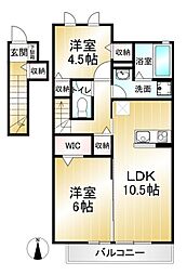 クレールA 2LDKの間取図画像