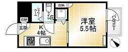 サンテラス三鷹台 1Kの間取図画像