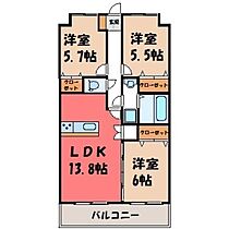 栃木県宇都宮市一の沢2丁目（賃貸マンション3LDK・4階・71.05㎡） その2