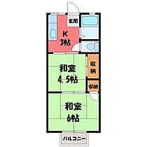 栃木県下都賀郡壬生町落合1丁目（賃貸アパート2K・2階・30.69㎡） その2