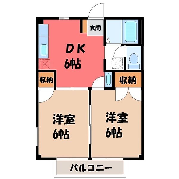栃木県さくら市氏家(賃貸アパート2DK・1階・40.04㎡)の写真 その2