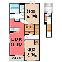 栃木県栃木市新井町（賃貸アパート2LDK・2階・58.60㎡） その2