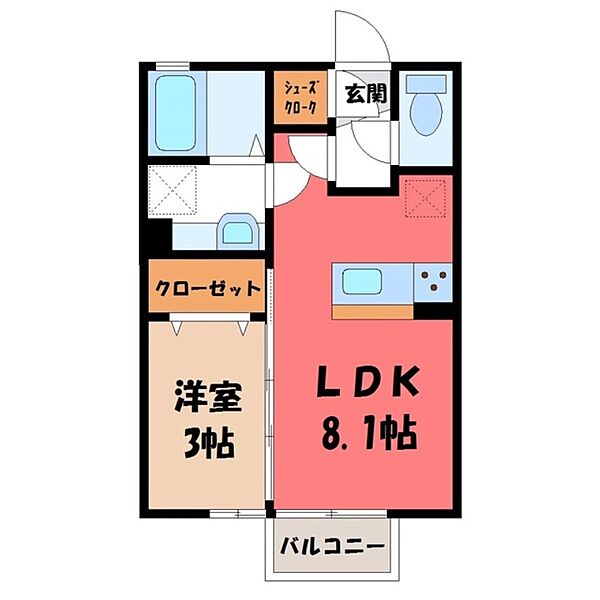 茨城県結城市富士見町4丁目(賃貸アパート1LDK・1階・29.25㎡)の写真 その2