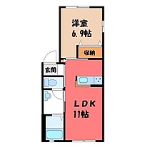 栃木県栃木市片柳町4丁目（賃貸アパート1LDK・1階・40.07㎡） その2