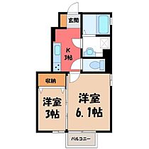 栃木県栃木市薗部町4丁目（賃貸アパート2K・1階・29.84㎡） その2