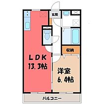 栃木県宇都宮市簗瀬町（賃貸マンション1LDK・1階・46.03㎡） その2