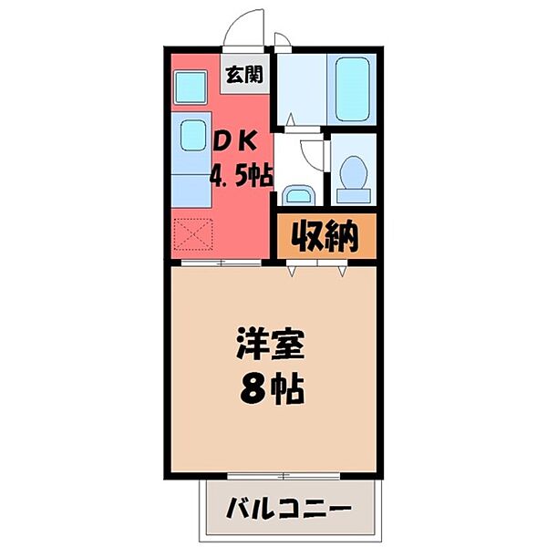 栃木県宇都宮市大和1丁目(賃貸アパート1DK・1階・27.08㎡)の写真 その2