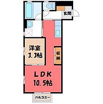 栃木県宇都宮市星が丘1丁目（賃貸アパート1LDK・1階・36.10㎡） その2