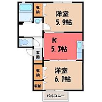 茨城県筑西市市野辺（賃貸アパート2K・2階・42.70㎡） その2