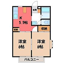 栃木県栃木市今泉町2丁目（賃貸アパート2K・2階・40.92㎡） その2