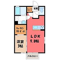 栃木県栃木市川原田町（賃貸アパート1LDK・2階・33.61㎡） その2