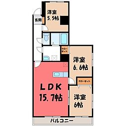 中今泉ヴィラージュマンション 3LDKの間取図画像