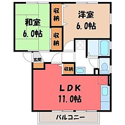ネオ・アヴァンセ五代伍番館 2LDKの間取図画像