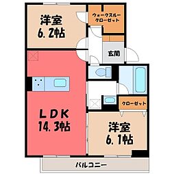 TORISIAS城東 2LDKの間取図画像