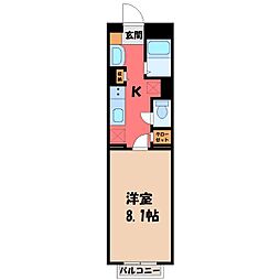 IRMS 3階1Kの間取り