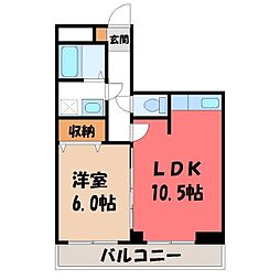 アルファーレジデンス簗瀬 1LDKの間取図画像