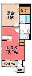 バリーフィールド A 1LDKの間取図画像