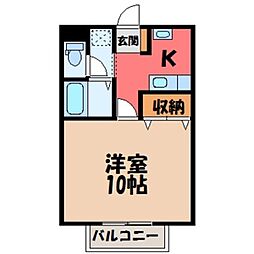サンパティーク 1Kの間取図画像