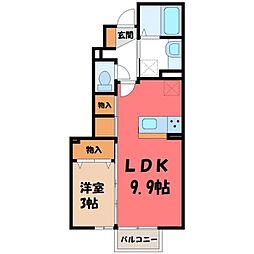 リェスソーンツェB 1LDKの間取図画像