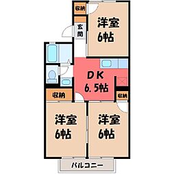 パークサイド安野1 3DKの間取図画像