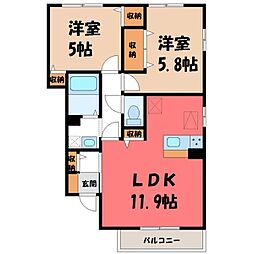 ミルフルールM 2LDKの間取図画像