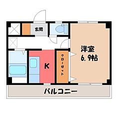 ヴェルドールマンション 1Kの間取図画像