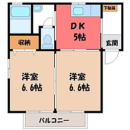 ステップハイツ鶴牧 2Kの間取図画像