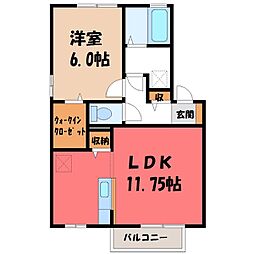 セルジュールKIYOB 1LDKの間取図画像