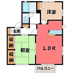グリーンピュアハイツB 2LDKの間取図画像