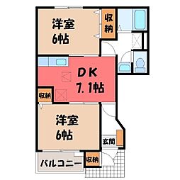 コージーイン 2DKの間取図画像