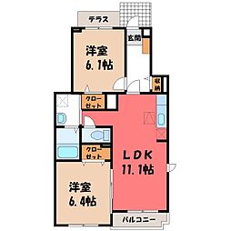 レジデンス大和1 2LDKの間取図画像