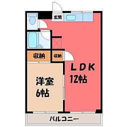 プルニエハイツ 1LDKの間取図画像
