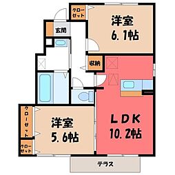 グレイスコート雅A 2LDKの間取図画像