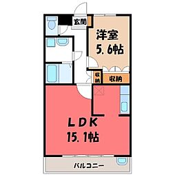 サニープレイス 1LDKの間取図画像