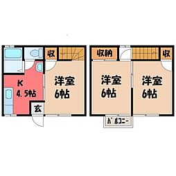 タウンハウス扇 3Kの間取図画像