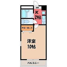 ローズタウン壱番館 1Kの間取図画像