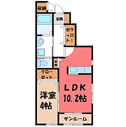 スプリングベルさやか 1LDKの間取図画像