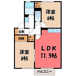 ラスリーズ 2LDKの間取図画像